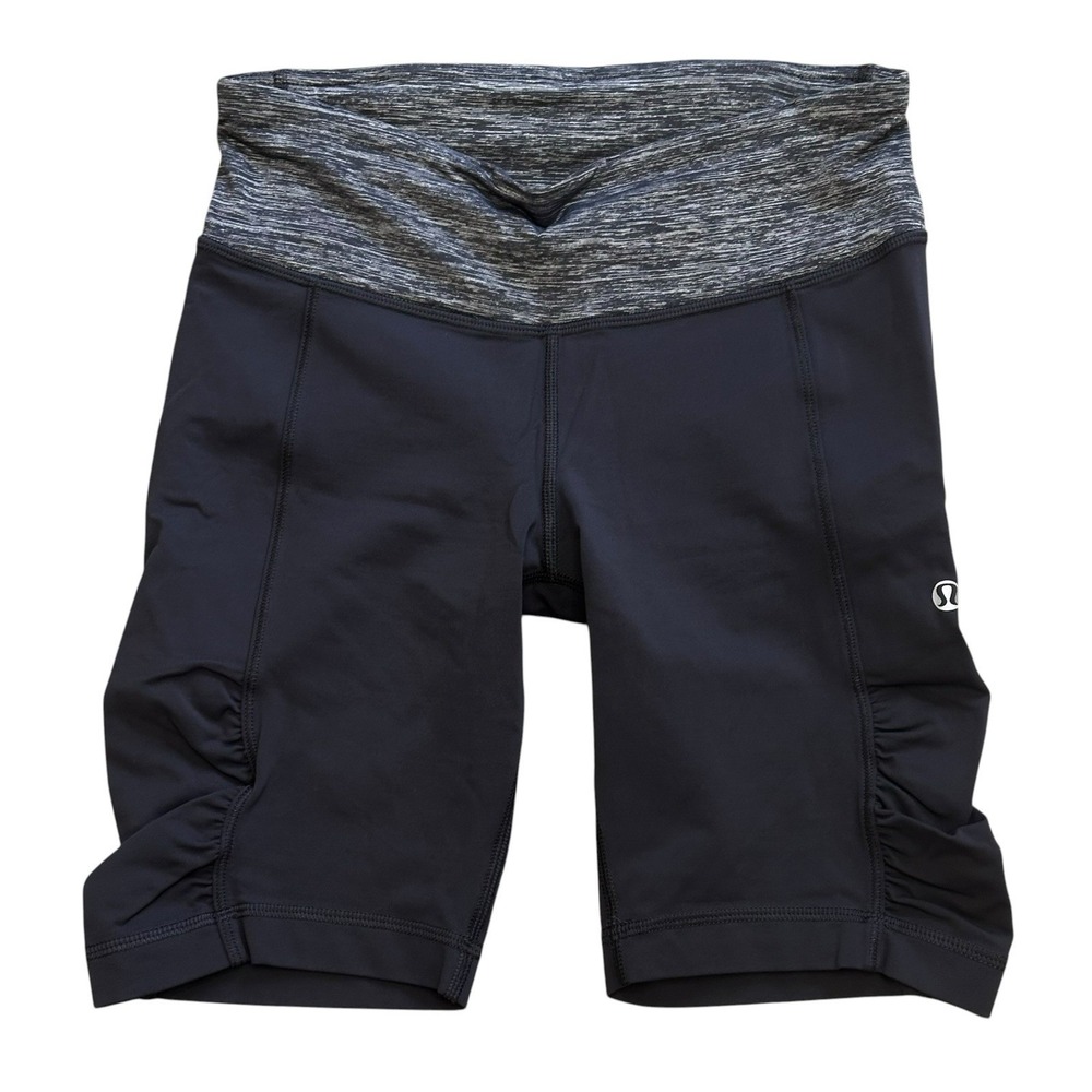 Lululemon Athletica Grey Speed Track Ruched Bike Shorts Women's Size 4